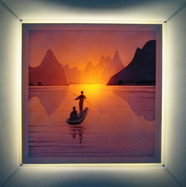 Peinture intitulée "AQUARELLE LUMINAIRE…" par Paul Giaume, Œuvre d'art originale, Aquarelle