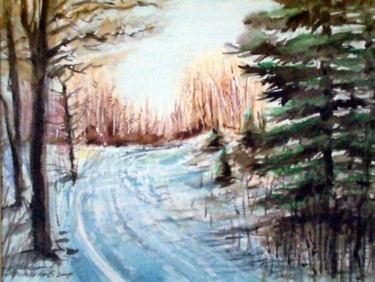 Painting titled "Landscape Snow path" by David Quilliams, Original Artwork