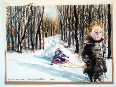 Painting titled "Snow Ride" by David Quilliams, Original Artwork