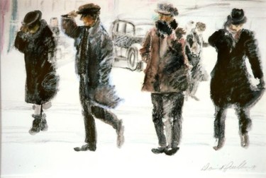 Painting titled "1940 snow storm" by David Quilliams, Original Artwork