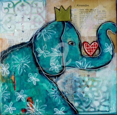 Peinture intitulée "Alexandre l'éléphant" par Valérie Dupont Roussel Atelier Creative , Œuvre d'art originale, Acrylique