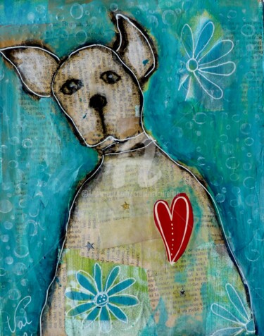 Peinture intitulée "Le chien qui attend" par Valérie Dupont Roussel Atelier Creative , Œuvre d'art originale, Acrylique