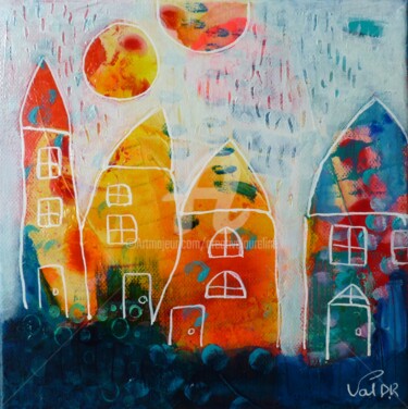 Painting titled "Little houses" by Valérie Dupont Roussel Atelier Creative , Original Artwork, Acrylic