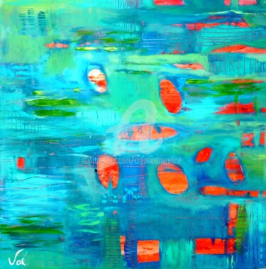 Painting titled "A la surface" by Valérie Dupont Roussel Atelier Creative , Original Artwork, Acrylic