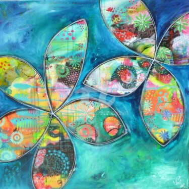 Peinture intitulée "Sous les frangipani…" par Valérie Dupont Roussel Atelier Creative , Œuvre d'art originale, Acrylique