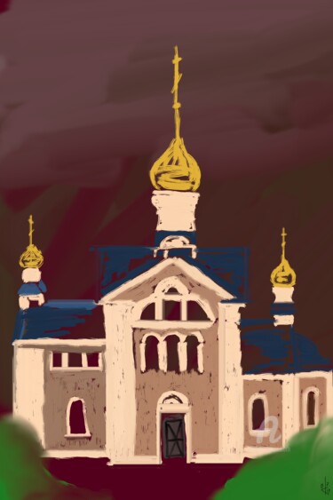 Arte digitale intitolato "Orthodox church" da Vladimir Kononenko, Opera d'arte originale, Pittura digitale