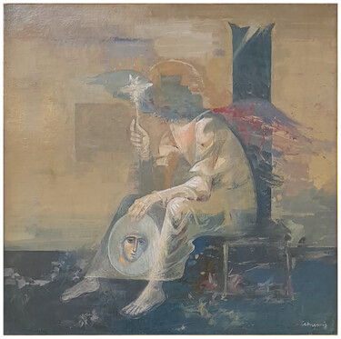 Peinture intitulée "Tired Angel" par Dorin, Œuvre d'art originale, Huile