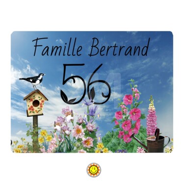 plaque champêtre ciel bleu Design intitulée "plaque champêtre ci…" par Creosoleil, Œuvre d'art originale, Accessoires