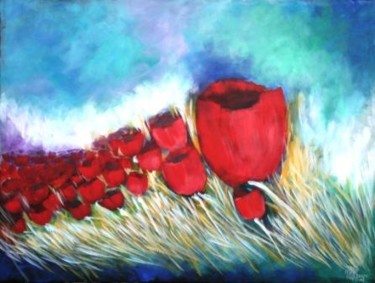 Pintura intitulada "tulipas" por Maria Crespo, Obras de arte originais, Óleo