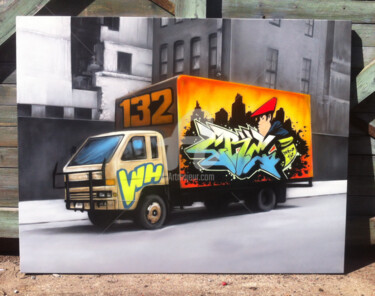 Peinture intitulée "Truck NY" par Creyone 132, Œuvre d'art originale, Bombe aérosol
