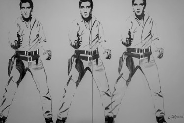 Malerei mit dem Titel "Triple Elvis" von Corbyn Rhodes, Original-Kunstwerk, Acryl