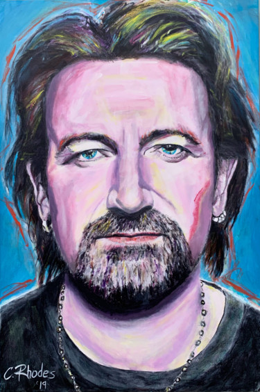 Schilderij getiteld "Bono" door Corbyn Rhodes, Origineel Kunstwerk, Acryl