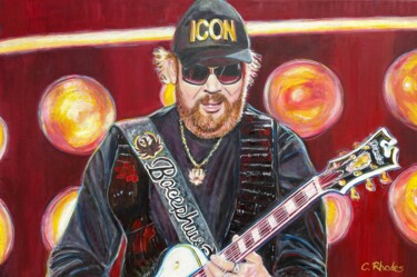 Pintura intitulada "Hank Williams Jr" por Corbyn Rhodes, Obras de arte originais, Óleo