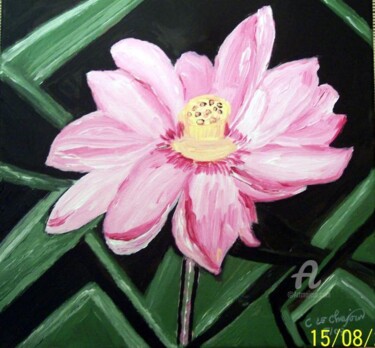 Ζωγραφική με τίτλο "97- lotus rose" από Crilamb, Αυθεντικά έργα τέχνης