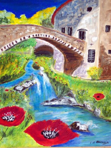 Malerei mit dem Titel "43 - eau vive" von Crilamb, Original-Kunstwerk