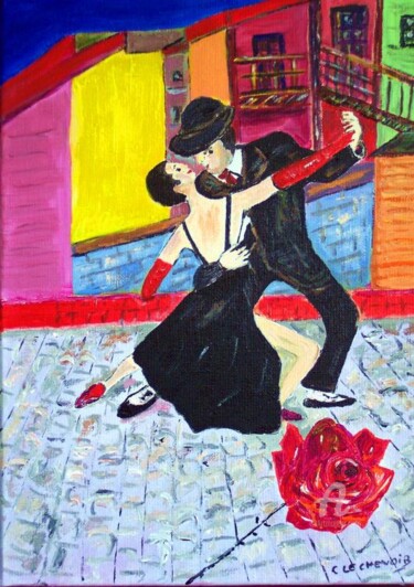 Peinture intitulée "tango argentin" par Crilamb, Œuvre d'art originale