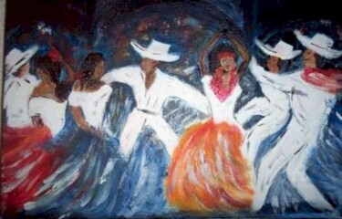 Malerei mit dem Titel "56- danseurs-mexica…" von Crilamb, Original-Kunstwerk, Öl