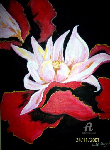 Painting titled "104- fleur de lotus" by Crilamb, Original Artwork