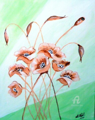 Painting titled "150- bouquet abricot" by Crilamb, Original Artwork