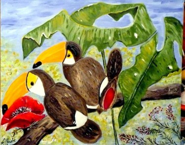 Pintura titulada "192- oiseaux de man…" por Crilamb, Obra de arte original