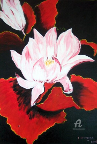 Pintura intitulada "80 - lotus geant" por Crilamb, Obras de arte originais