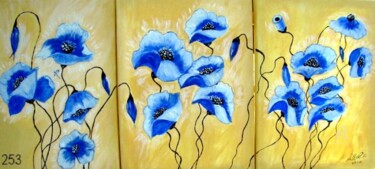Painting titled "253- bleu jaune" by Crilamb, Original Artwork