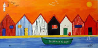 Peinture intitulée "218-  les cabanes e…" par Crilamb, Œuvre d'art originale