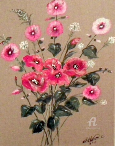 Painting titled "bouquet champêtre" by Crilamb, Original Artwork