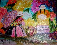 Peinture intitulée "marché aux fleurs t…" par Crilamb, Œuvre d'art originale