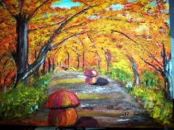 Peinture intitulée "17-automne-en-foret" par Crilamb, Œuvre d'art originale