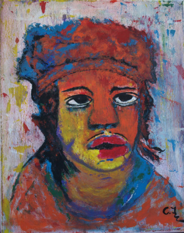 Painting titled "indian boy" by Crina Iancau, Original Artwork, Acrylic