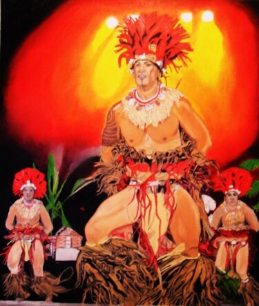 Painting titled "Tahitien dansant le…" by Criquet, Original Artwork