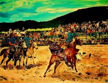 Painting titled "Rodéo" by Criquet, Original Artwork