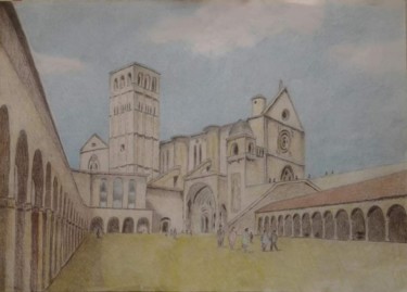 Drawing titled "Assisi" by Kiko Cristoni, Original Artwork, Pencil