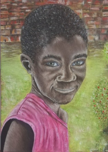 Painting titled "Brazilian child 2" by Kiko Cristoni, Original Artwork, Oil Mounted on Wood Panel