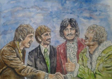 Pintura intitulada "The Beatles" por Kiko Cristoni, Obras de arte originais, Aquarela