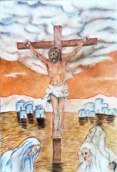 Rysunek zatytułowany „Le tre marie” autorstwa Kiko Cristoni, Oryginalna praca, Pastel