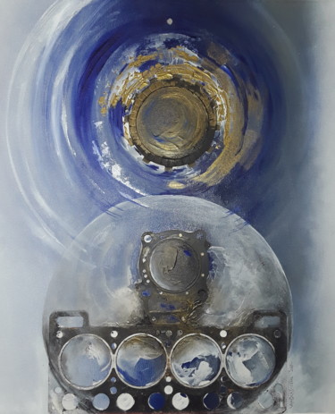 Pittura intitolato "Galaxie bleue" da Van Der Steene, Opera d'arte originale, Acrilico