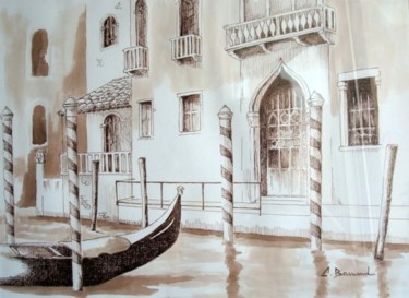 Painting titled "Le ponton" by Christiane Barnaud, Original Artwork