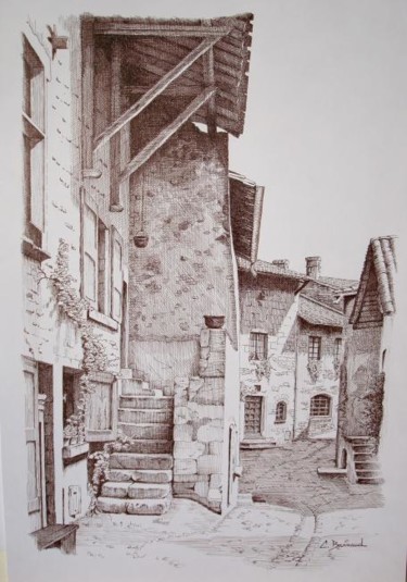 Painting titled "Pérouges" by Christiane Barnaud, Original Artwork