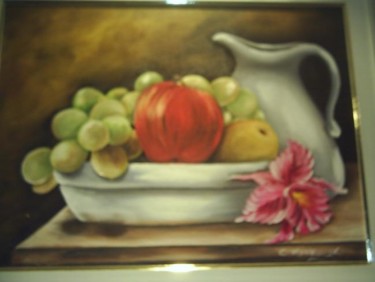 Pintura intitulada "Porcelana e frutas" por Cristina Kolikoviski -Cris, Obras de arte originais, Óleo