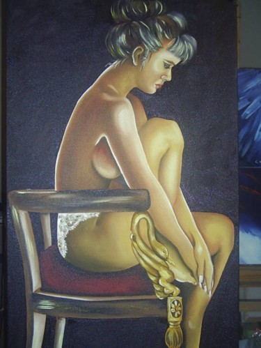 Pintura intitulada "Na cadeira" por Cristina Kolikoviski -Cris, Obras de arte originais, Óleo