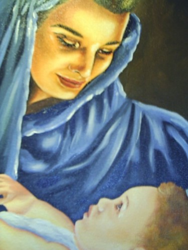 Pintura intitulada "Mãe Maria, foto em…" por Cristina Kolikoviski -Cris, Obras de arte originais, Óleo