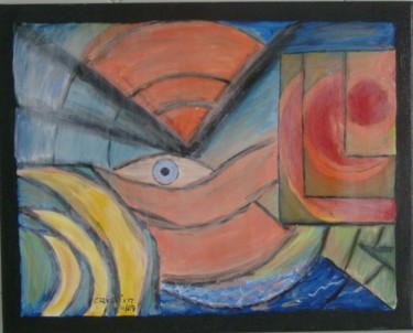 Pintura intitulada "OLHAR O SOL E A LUA" por Crislim, Obras de arte originais, Óleo