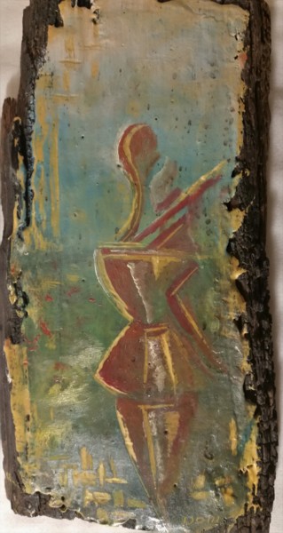 Painting titled "Femme métal" by Dominique Sarrouy, Original Artwork, Oil