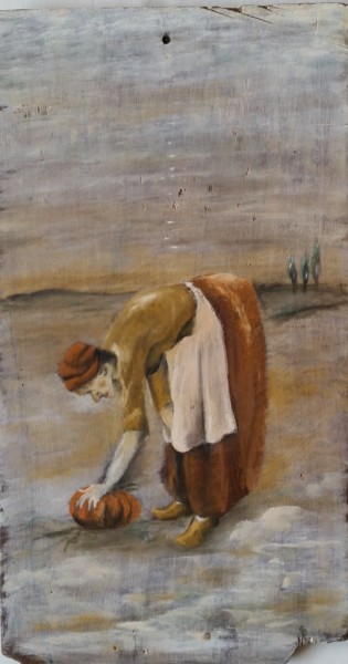 Painting titled "La courge" by Dominique Sarrouy, Original Artwork, Oil