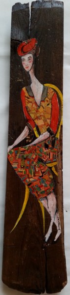 Malerei mit dem Titel "Jeune femme orange" von Dominique Sarrouy, Original-Kunstwerk, Andere