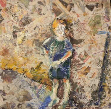 Peinture intitulée "Enfant contre le mur" par Dominique Sarrouy, Œuvre d'art originale, Huile Monté sur artwork_cat.