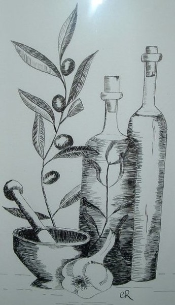 Dessin intitulée "les-olives.jpg" par Cristelle Ryba Isoard, Œuvre d'art originale