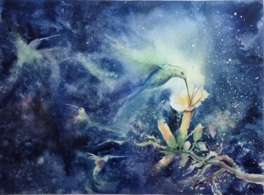 Painting titled "cosmos" by Cristhian Velasquez Huallpa, Original Artwork, Watercolor